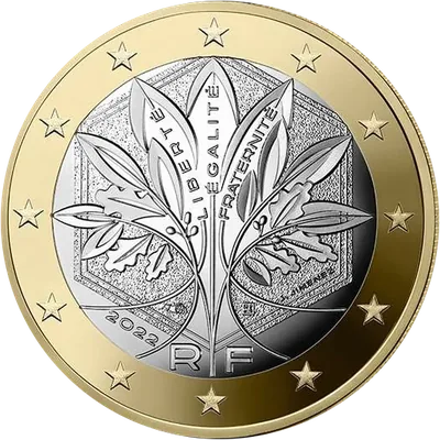 1 euro, France, 2022, face nationale